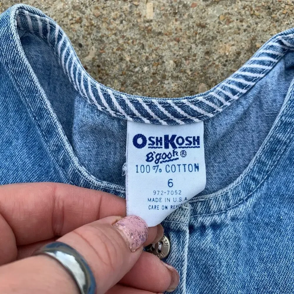 Vintage OshKosh B’Gosh blue jean dress overalls Size 6